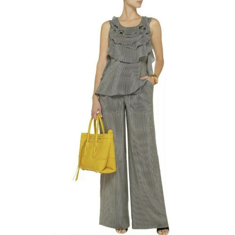 Oscar de la Renta Crepe De Chine Wide Leg Pants - Picture 2 of 7